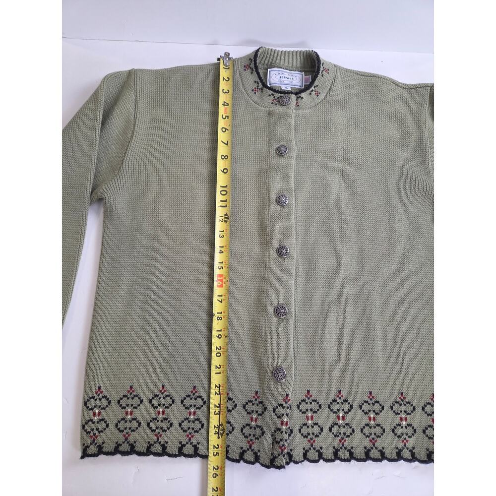 JERSILD Green Nordic Button Down Cardigan Sweater Made In USA XL - Picture 3 of 9